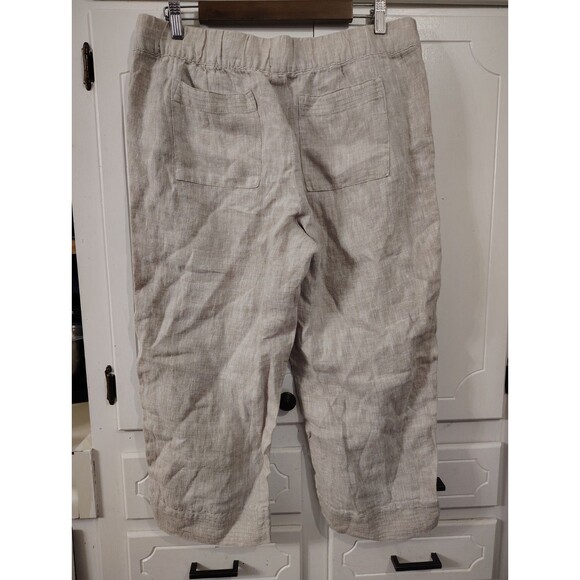 J. Jill Linen Women's Pull On Elastic Waist Pockets Natural Linen Pants Medium P - Picture 7 of 9